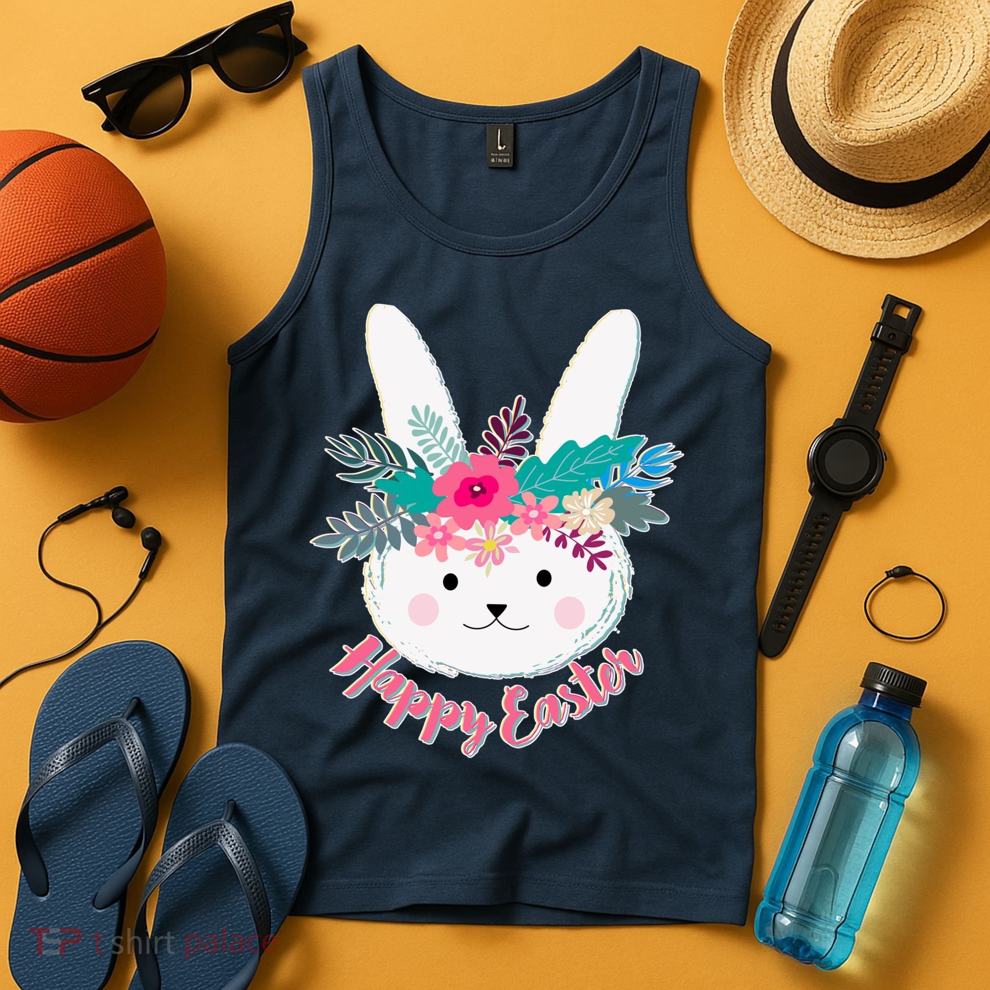 Happy Easter Flower Bunny Tank Top