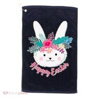 Happy Easter Flower Bunny Golf Towel thumb 0