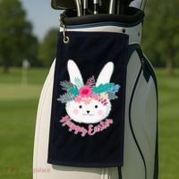Happy Easter Flower Bunny Golf Towel thumb 2