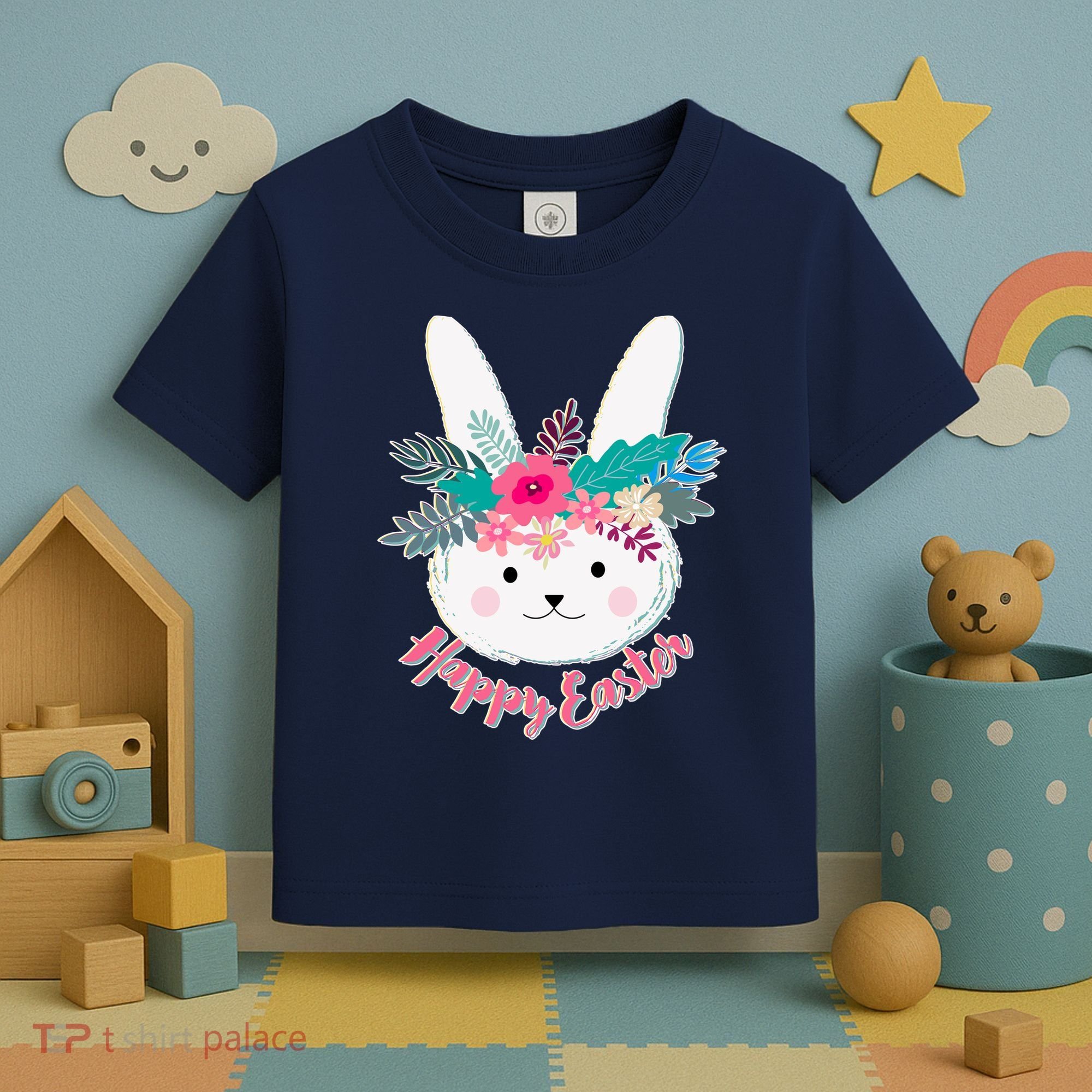 Happy Easter Flower Bunny Toddler T-Shirt