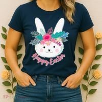 Happy Easter Flower Bunny Women's T-Shirt thumb 2
