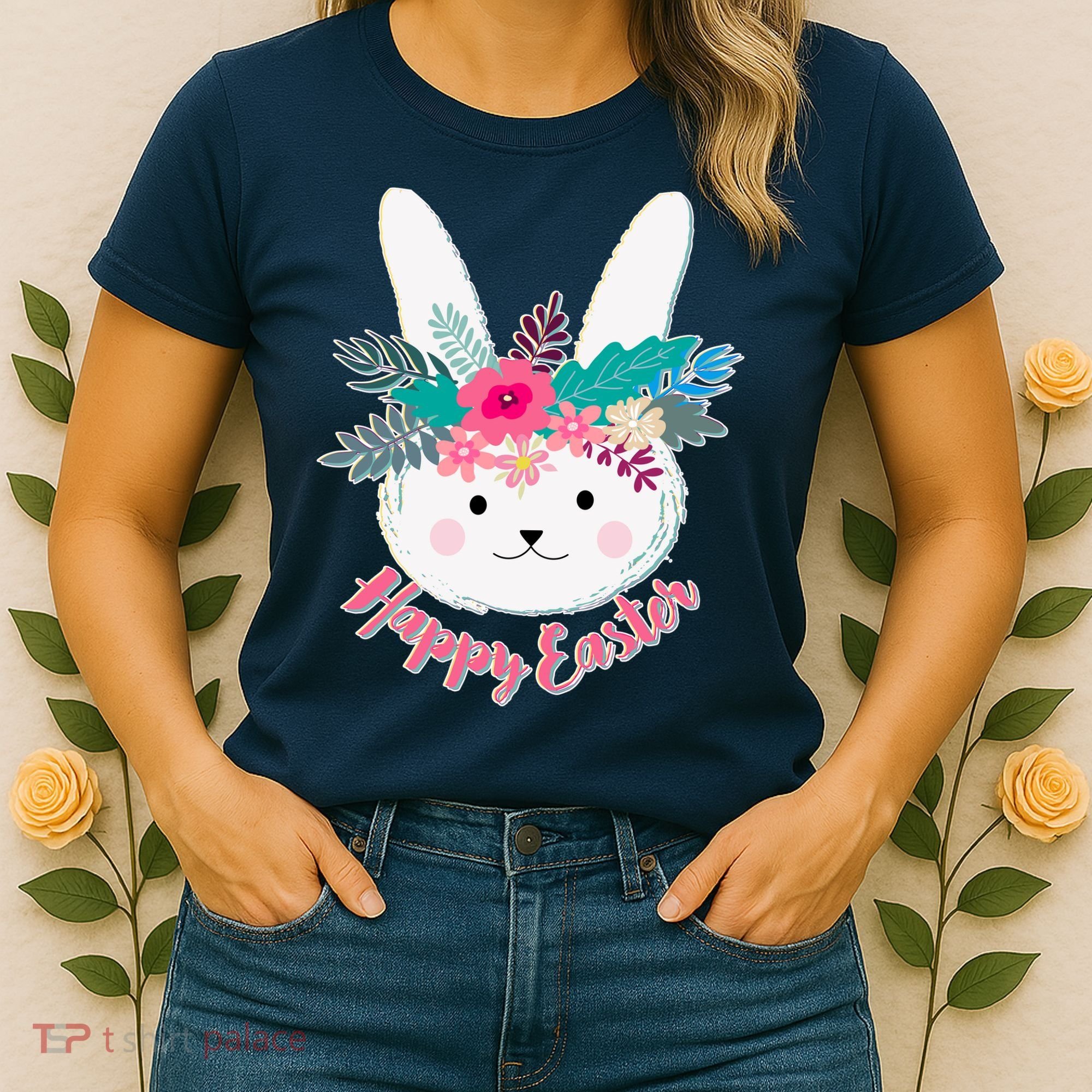 Happy Easter Flower Bunny Women's T-Shirt