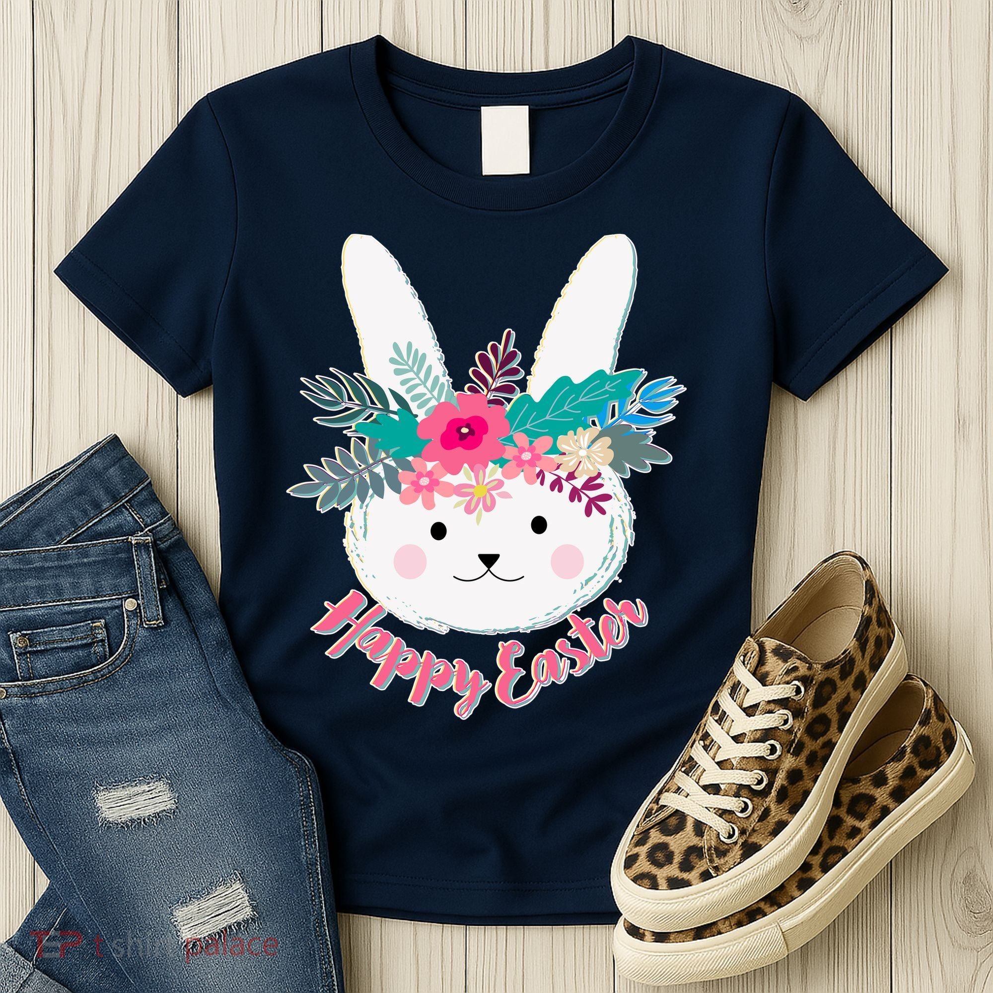 Happy Easter Flower Bunny Women's T-Shirt