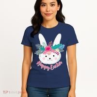 Happy Easter Flower Bunny Women's T-Shirt thumb 4