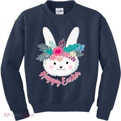 Happy Easter Flower Bunny Kids Sweatshirt