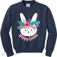 Happy Easter Flower Bunny Kids Sweatshirt thumb 0