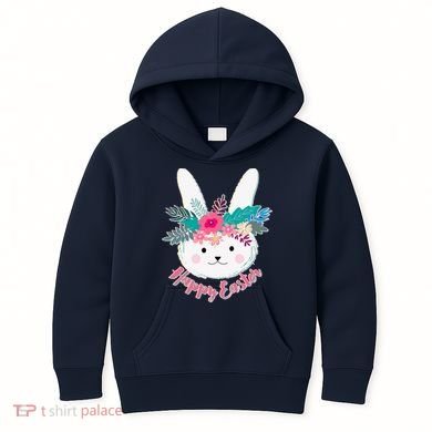 Happy Easter Flower Bunny Kids Hoodie
