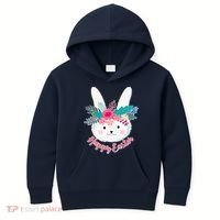 Happy Easter Flower Bunny Kids Hoodie thumb 0