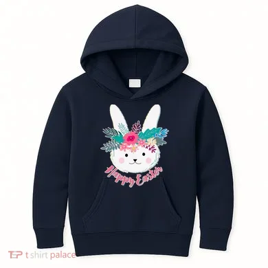 Happy Easter Flower Bunny Kids Hoodie