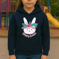 Happy Easter Flower Bunny Kids Hoodie thumb 3