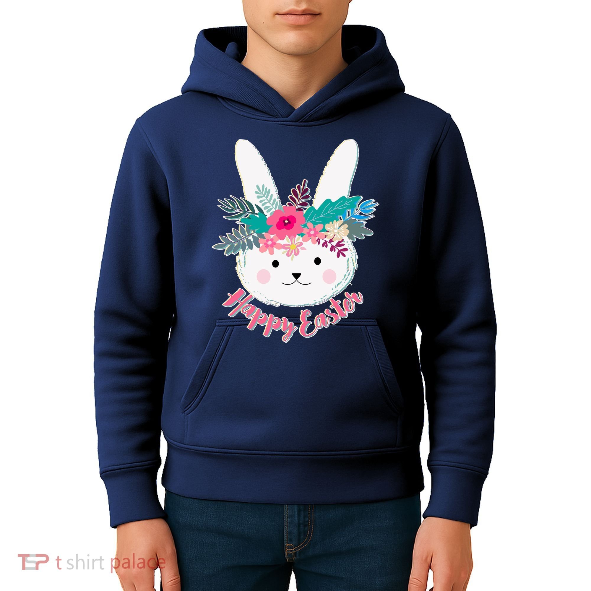 Happy Easter Flower Bunny Kids Hoodie