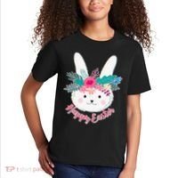 Happy Easter Flower Bunny Kids T-Shirt thumb 2
