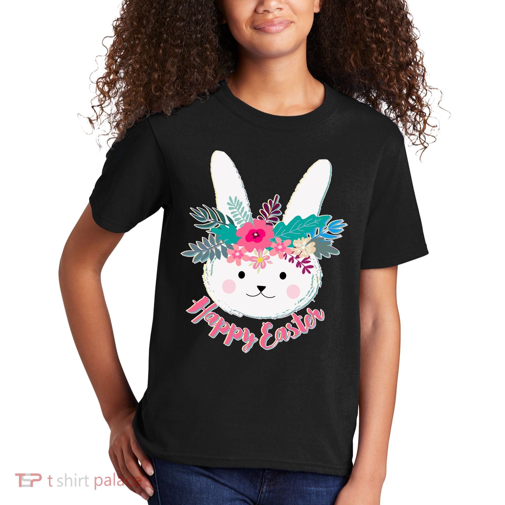 Happy Easter Flower Bunny Kids T-Shirt