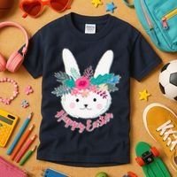 Happy Easter Flower Bunny Kids T-Shirt thumb 3