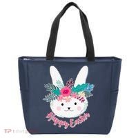 Happy Easter Flower Bunny Tote Bag thumb 0