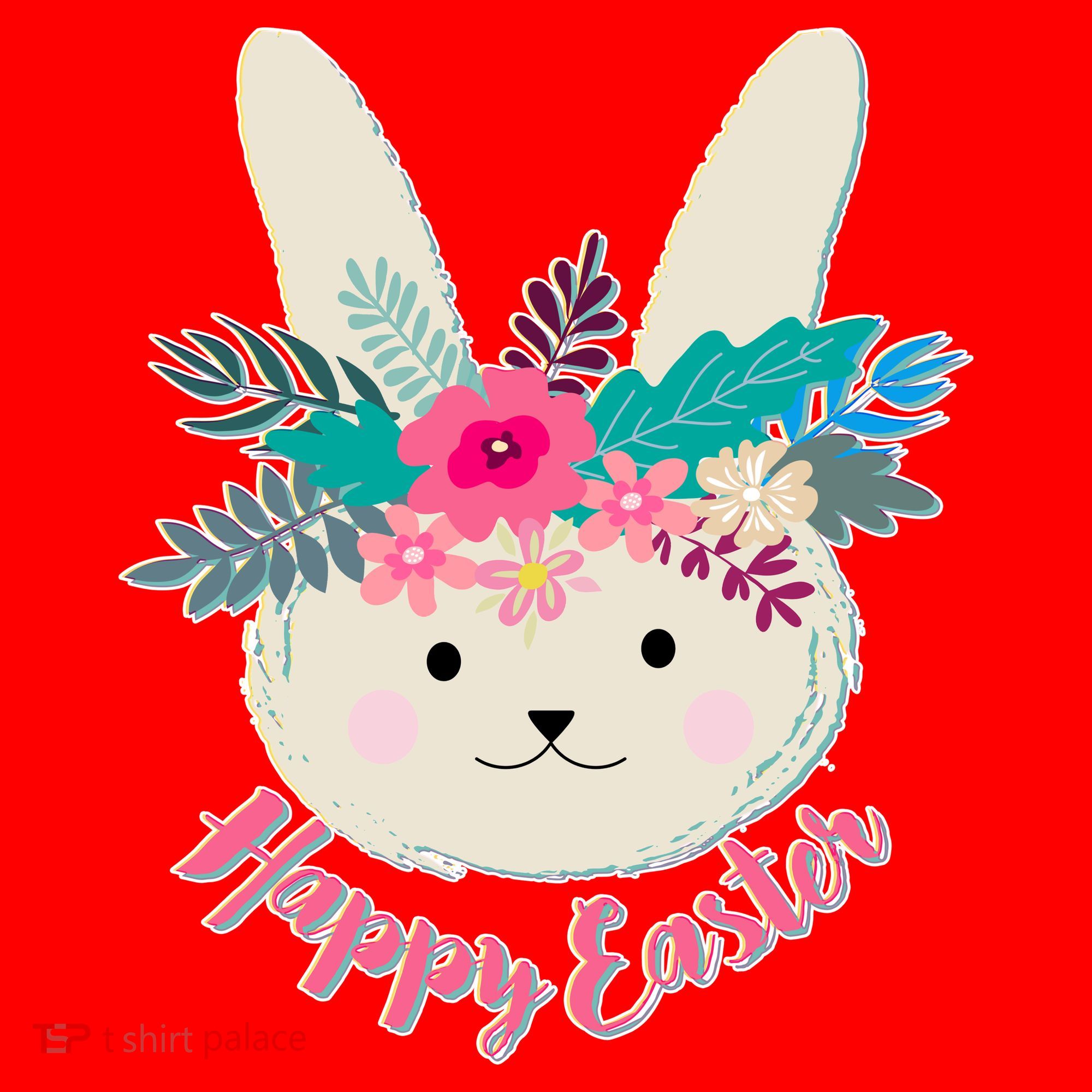 Happy Easter Flower Bunny Santa Hat