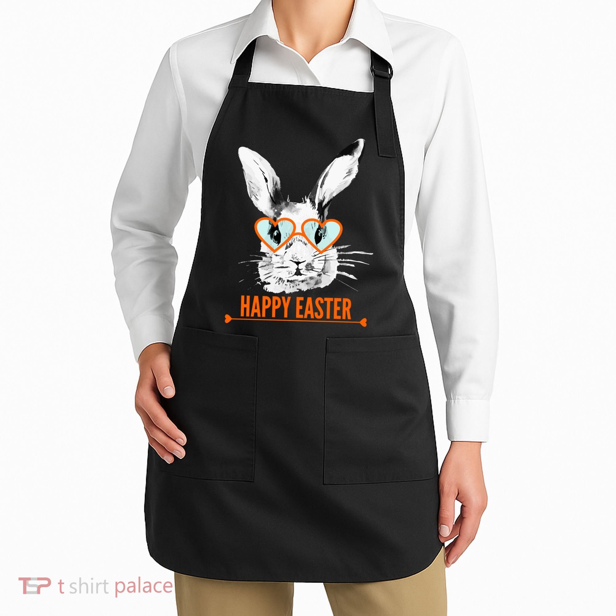 Happy Easter Hipster Bunny Rabbit Apron