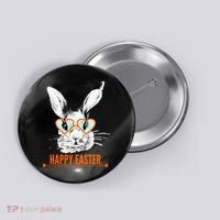 Happy Easter Hipster Bunny Rabbit Button thumb 0