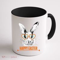 Happy Easter Hipster Bunny Rabbit Coffee Mug thumb 1