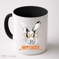 Happy Easter Hipster Bunny Rabbit Coffee Mug thumb 0