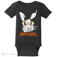 Happy Easter Hipster Bunny Rabbit Baby Bodysuit thumb 0