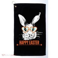 Happy Easter Hipster Bunny Rabbit Golf Towel thumb 0