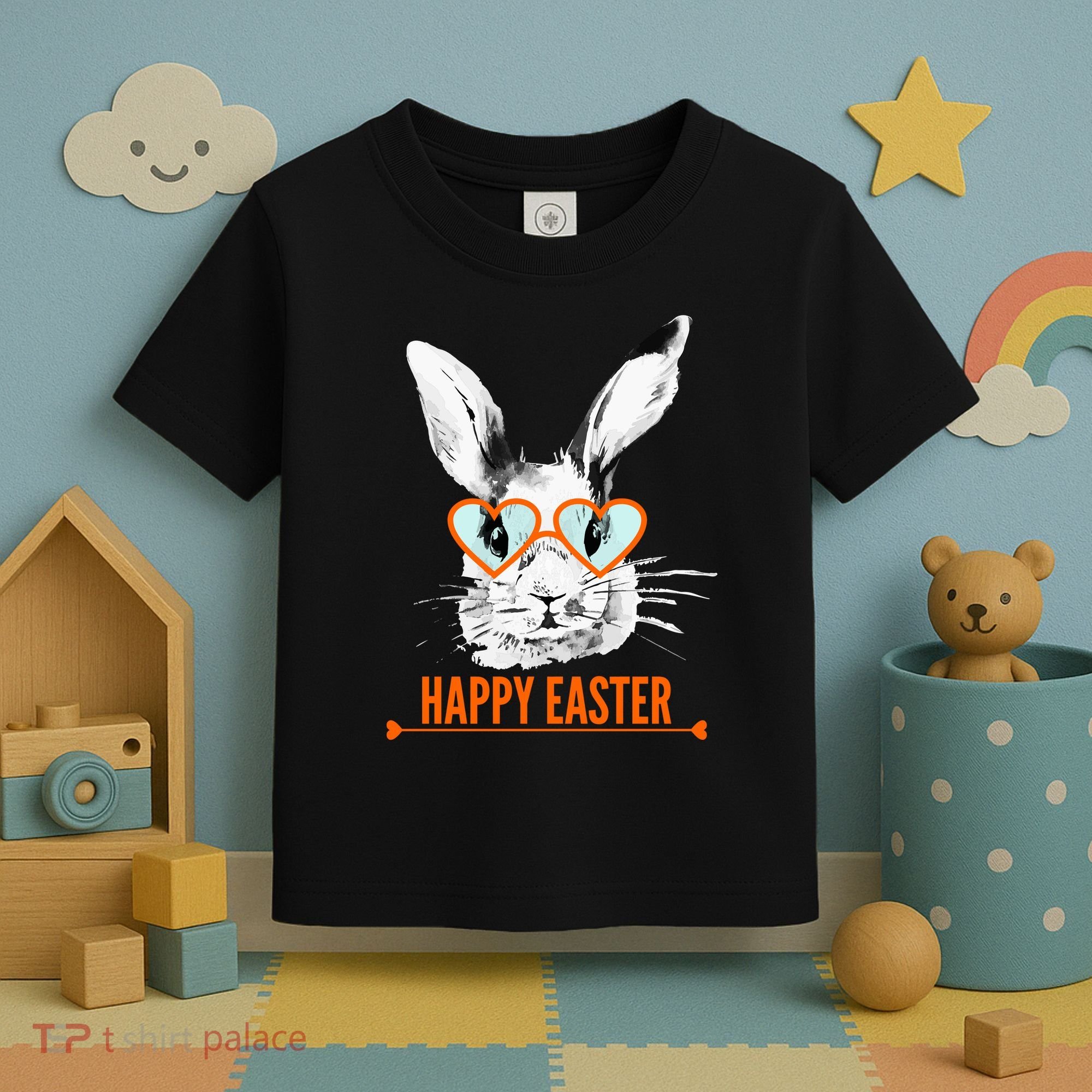 Happy Easter Hipster Bunny Rabbit Toddler T-Shirt