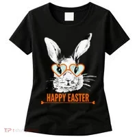 Happy Easter Hipster Bunny Rabbit Women's T-Shirt thumb 0