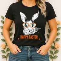 Happy Easter Hipster Bunny Rabbit Women's T-Shirt thumb 2