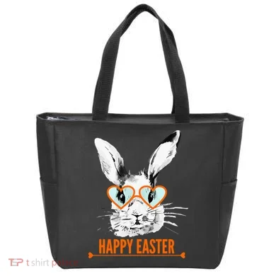 Happy Easter Hipster Bunny Rabbit Tote Bag