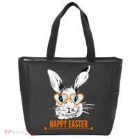 Happy Easter Hipster Bunny Rabbit Tote Bag thumb 0