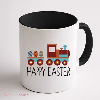 Happy Easter Train Coffee Mug back