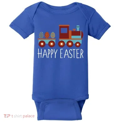 Happy Easter Train Baby Bodysuit