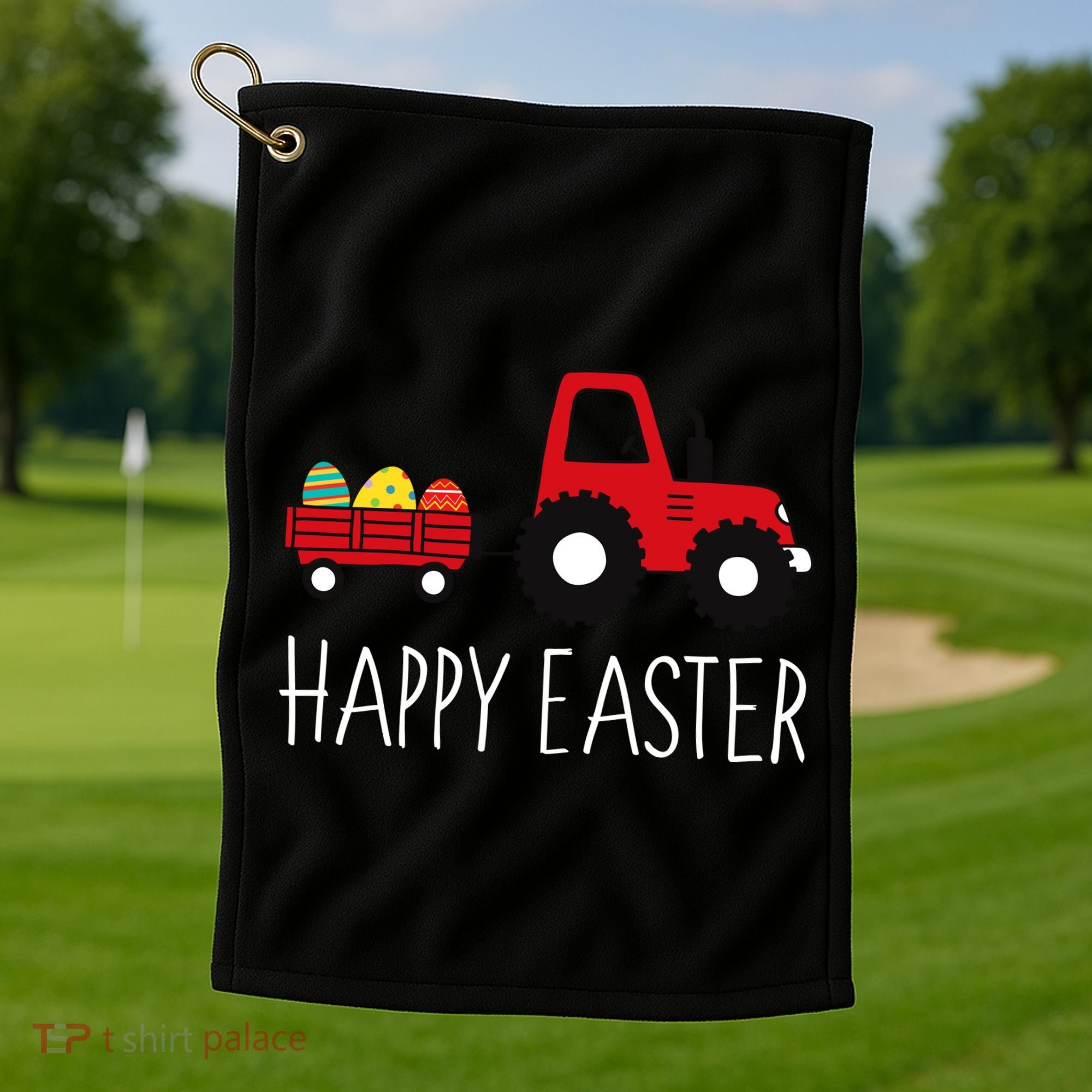 Happy Easter Truck Golf Towel