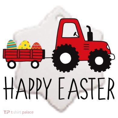 Happy Easter Truck Ceramic Ornament