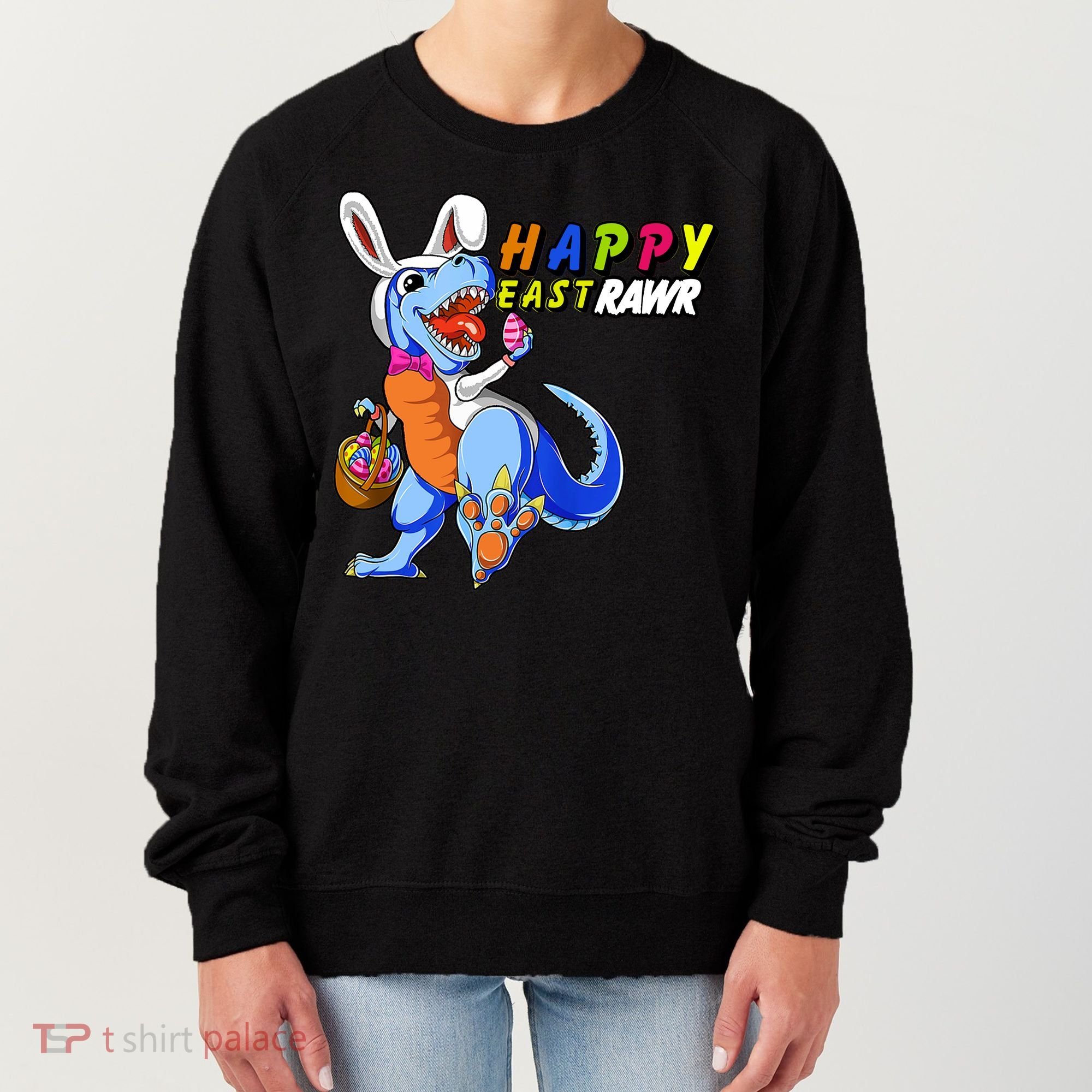 Happy EastRawar T-Rex Dino Easter Eggs Women's Sweatshirt