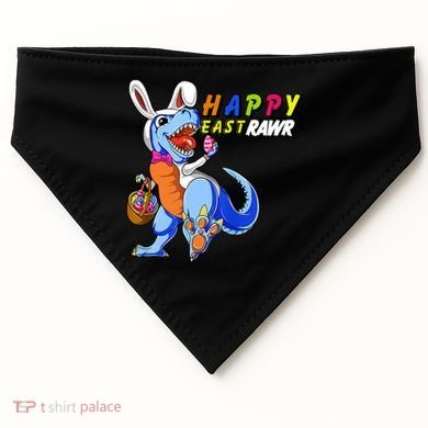Happy EastRawar T-Rex Dino Easter Eggs USA-Made Doggie Bandana