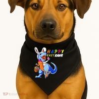 Happy EastRawar T-Rex Dino Easter Eggs USA-Made Doggie Bandana thumb 1