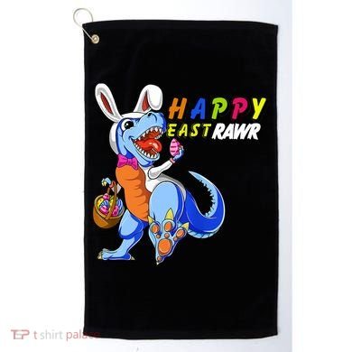 Happy EastRawar T-Rex Dino Easter Eggs Golf Towel