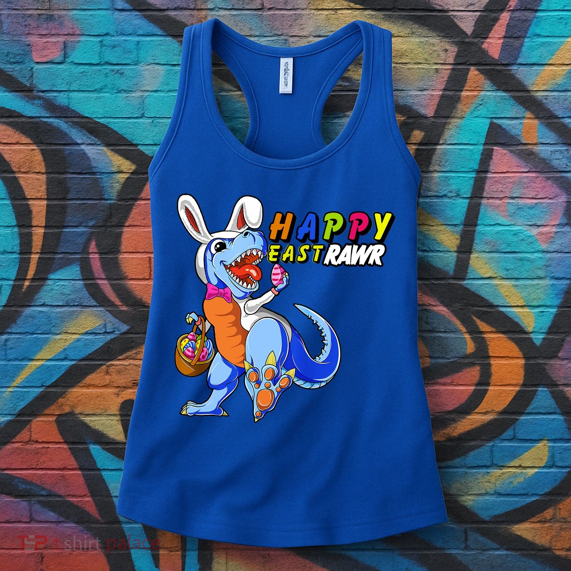 Happy EastRawar T-Rex Dino Easter Eggs Women's Tank Top