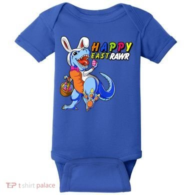 Happy EastRawar T-Rex Dino Easter Eggs Baby Bodysuit