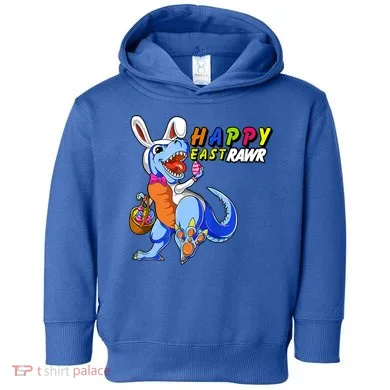 Happy EastRawar T-Rex Dino Easter Eggs Toddler Hoodie