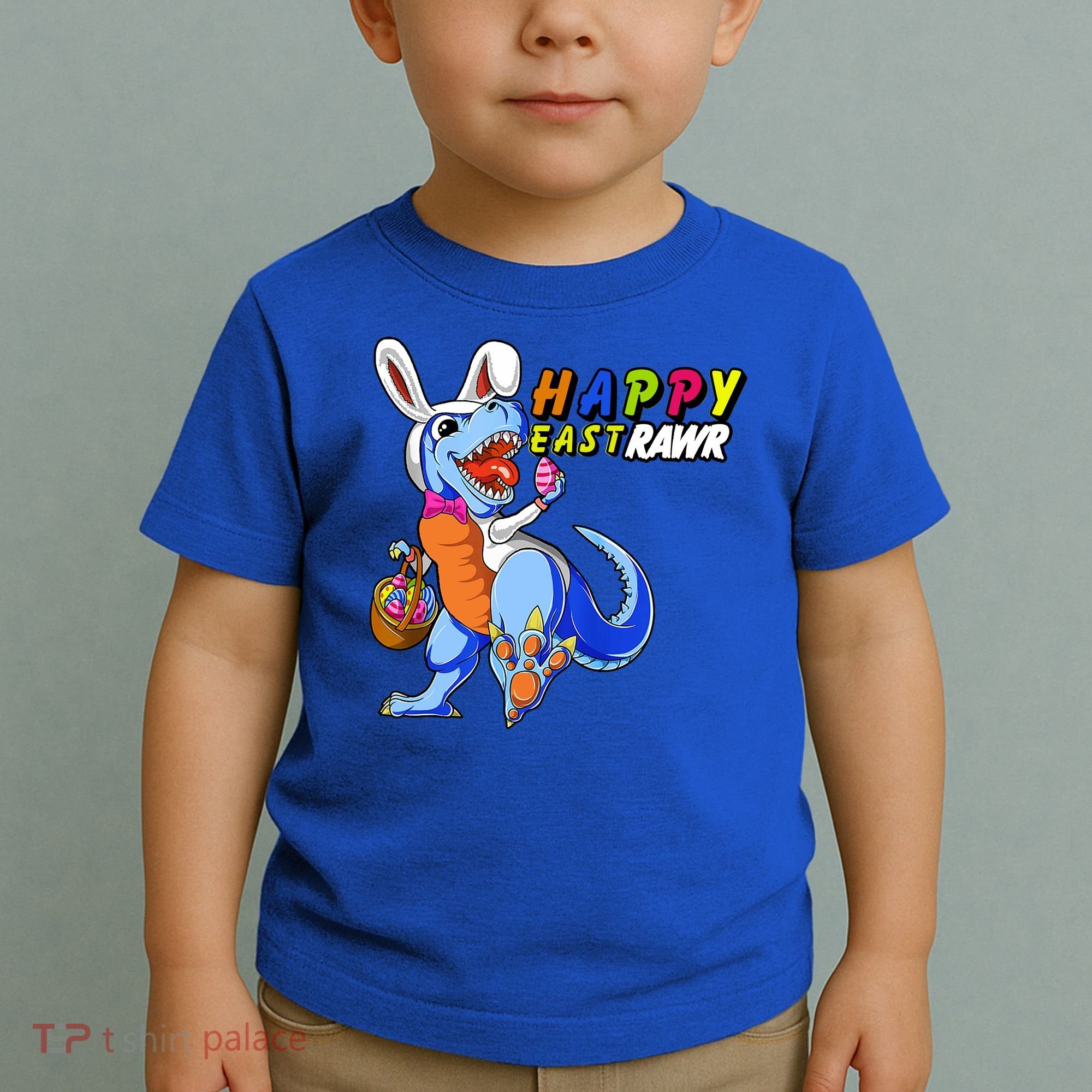 Happy EastRawar T-Rex Dino Easter Eggs Toddler T-Shirt
