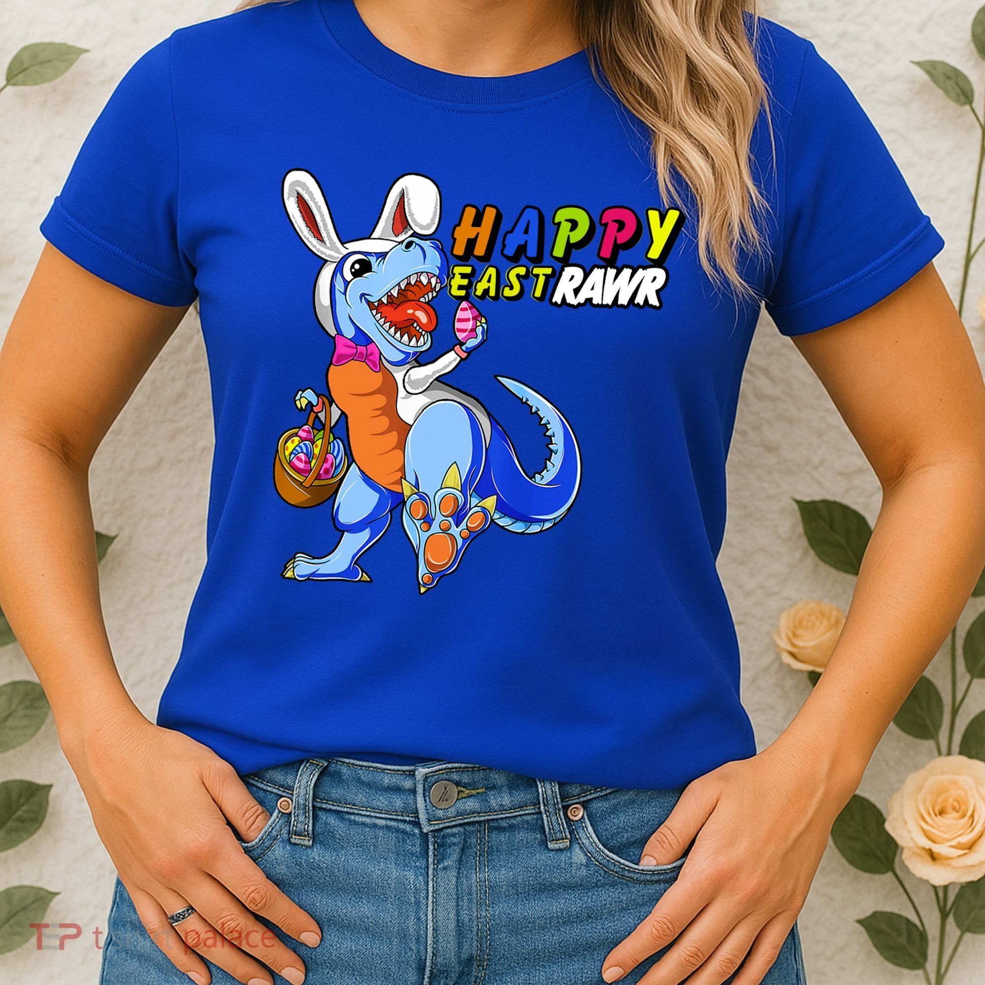 Happy EastRawar T-Rex Dino Easter Eggs Women's T-Shirt