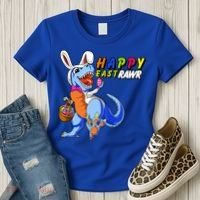 Happy EastRawar T-Rex Dino Easter Eggs Women's T-Shirt thumb 3