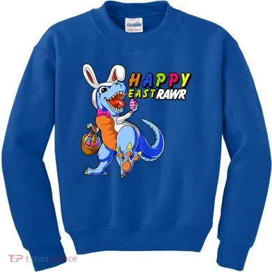 Happy EastRawar T-Rex Dino Easter Eggs Kids Sweatshirt