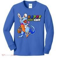 Happy EastRawar T-Rex Dino Easter Eggs Kids Long Sleeve Shirt thumb 0