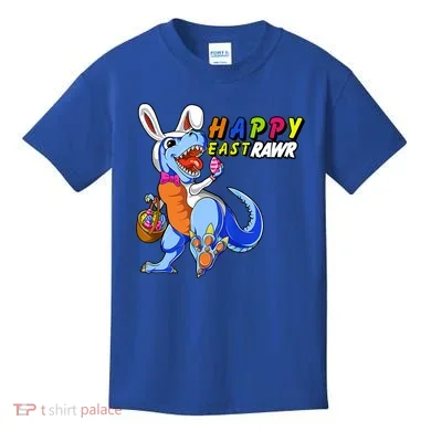 Happy EastRawar T-Rex Dino Easter Eggs Kids T-Shirt