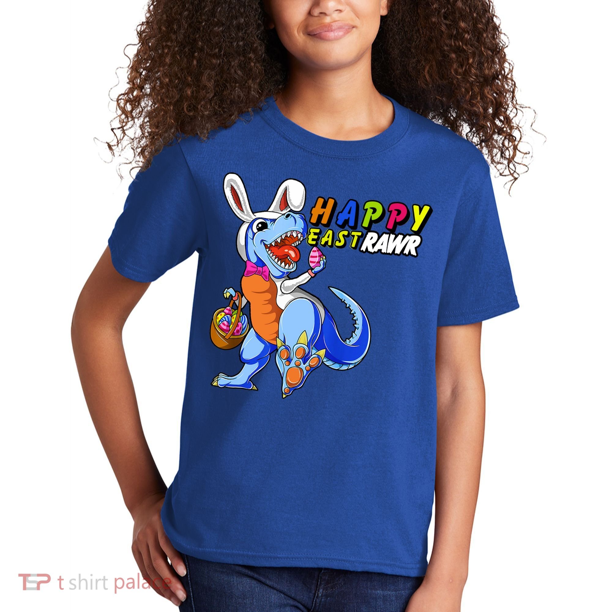 Happy EastRawar T-Rex Dino Easter Eggs Kids T-Shirt