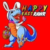 Happy EastRawar T-Rex Dino Easter Eggs Santa Hat thumb 1